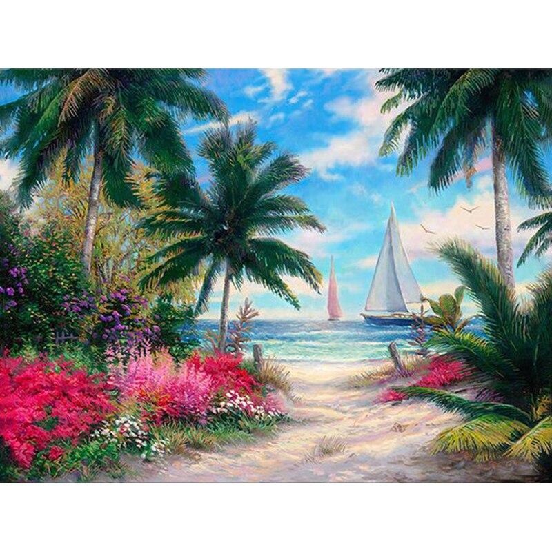 New 5D DIY Diamond Painting Scenery Diamond Embroidery Sea View Cross Stitch Full Round Drill Home Decor Manual Art Gift