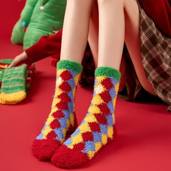 Christmas Fuzzy Socks Women Warm Fluffy Crew Socks Colorful Winter Slipper Socks for Home Lounging Sleeping Holiday Gift