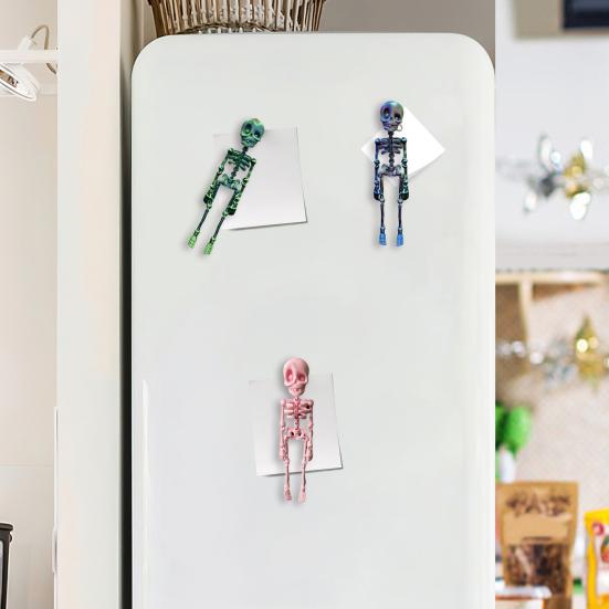 Poseable Skeleton Refrigerator Magnet Halloween Skeleton Figurine with Movable Joints Articulated Gothic Skeleton Magnetic Fridge Decoration Ornament