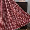 Yimanqiyun Blue French Grid Jacquard Semi-Blackout Bay Window Curtains
