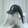 Distressed Baseball Hat with Rabbit Ears Sunproof Visor Hat for Spring Camping Adult Outdoor Breathable Cycling Hat