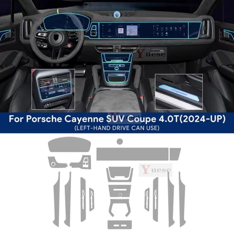Car Interior Center Console Transparent TPU Protective Film Anti-scratch Film For Porsche Cayenne 2024 SUV Coupe 3.0T 4.0T