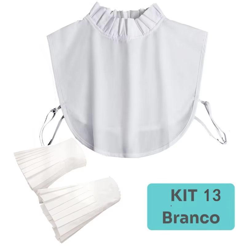 White Big Lapel Fake Collar And Black Detachable Cuff Lace False Collar Stand Removable Faux Col for Women Half Shirt Accessory