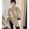 Red Twist Crew Neck Medium and Long Thickened Winter Lazy Wind Loose Top Plus Fat Large Size Knitted Sweater for Women