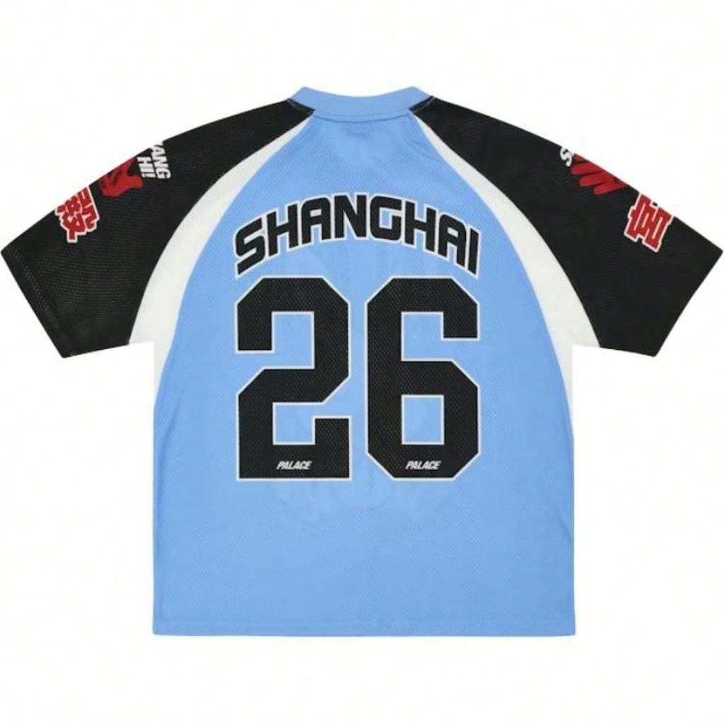 Palace Bunny Soccer Jersey | Light Blue Black White Summer Mesh Short Sleeve V-Neck Football Shirt Blokecore Cartoon Tops Unisex