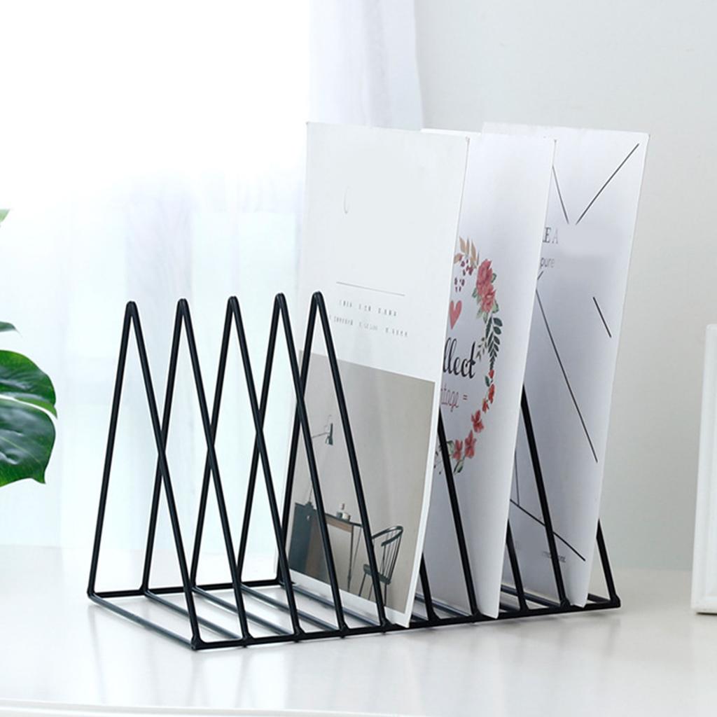 Desktop Rack Rustproof Simple Geometric Iron File Holder Decoration for Study Living Room