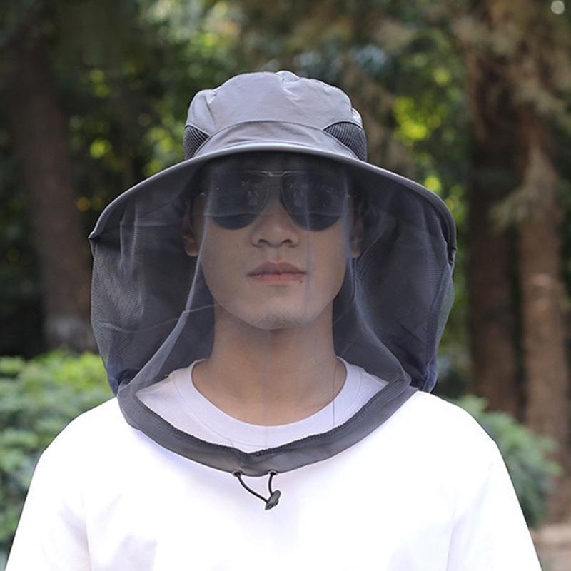 

Invisible Net Mesh Mosquito Hat Foldable Insect Repellent Sun Shield for Outdoor Hiking Fishing Camping Use темно-сірий