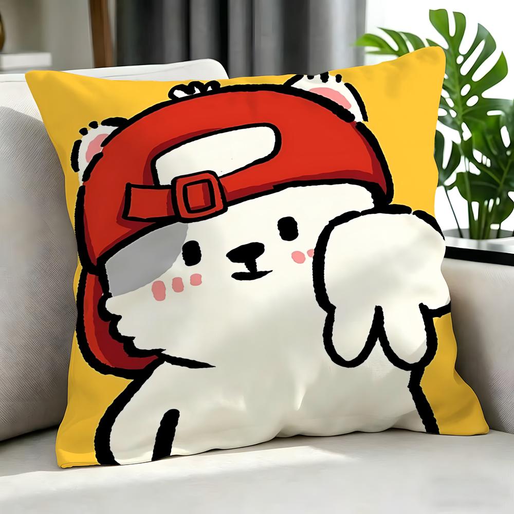 Cute Cute Bear Stickers Cushion Cover Cushion Cover Set 4Pcs 50X50 45X45 40X40 Pillowcase Decorative Sofa Home Decor