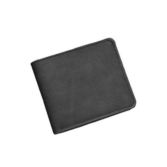 Men Slim Wallet with ID Card Holder Short Bifold Wallet Window Minimalist Wallet чёрный