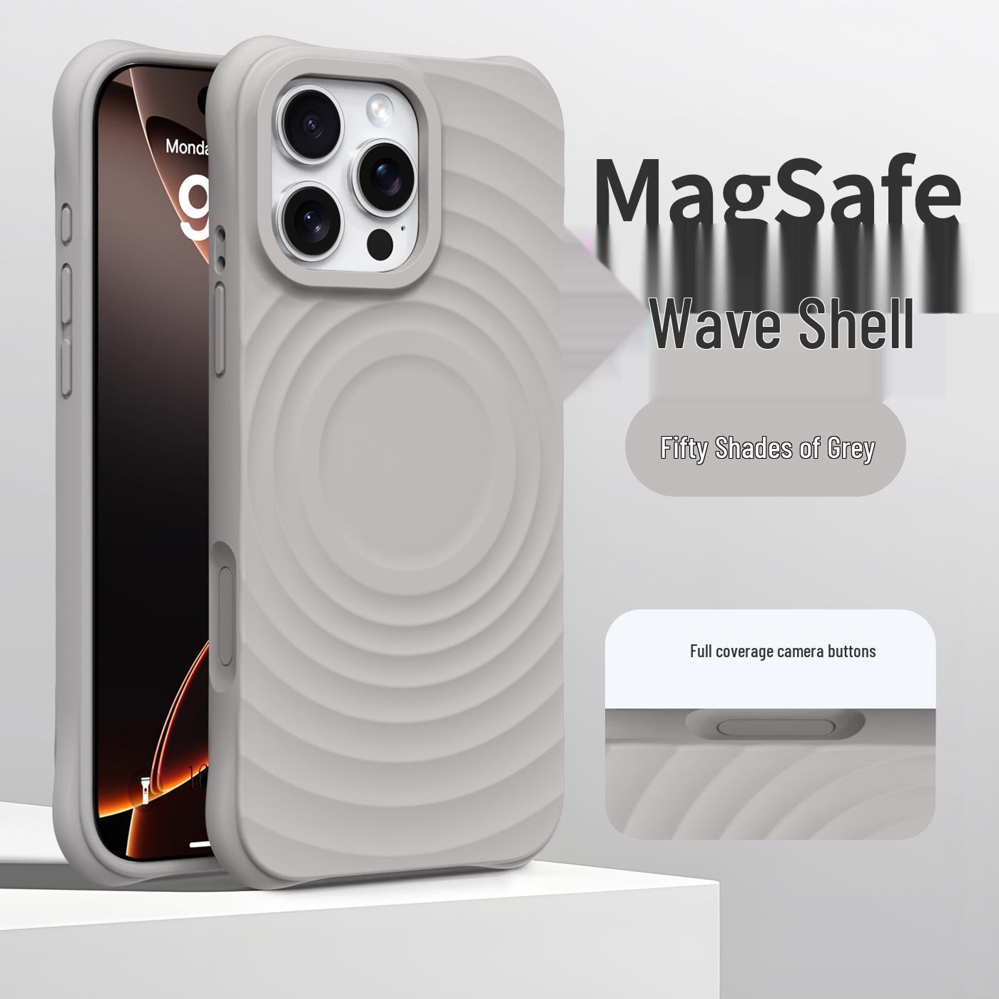 Совместимый магнитный силиконовый чехол для iPhone 17 Pro Max - Противоударный, Однотонный, Дизайн  Волна iPhone 13