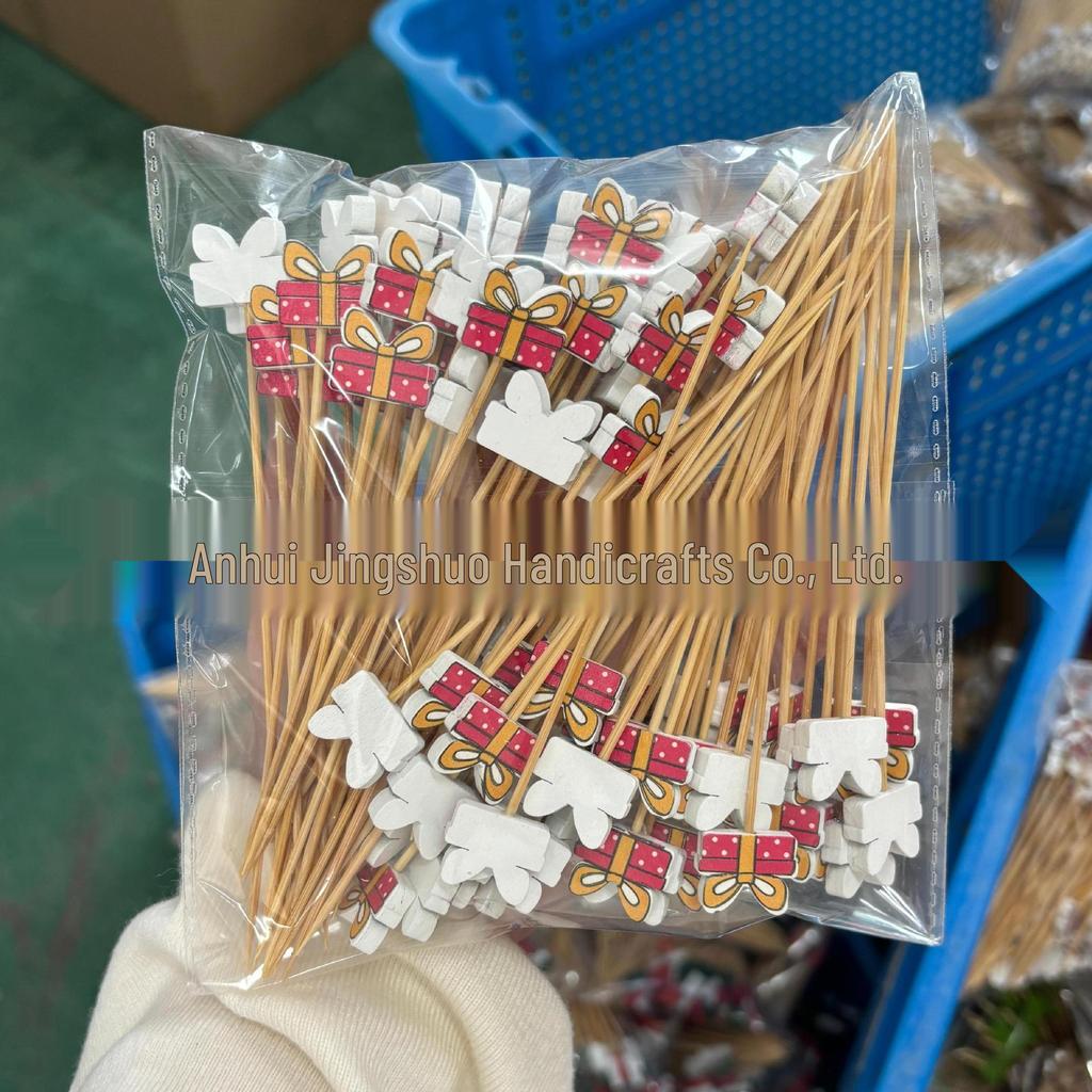 Moș Crăciun Bambus Cocktail de Crăciun și Frigarui de Fructe