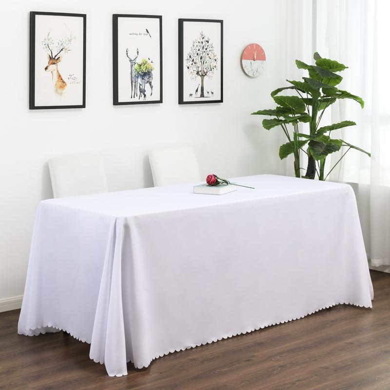 White Rectangle Polyester Tablecloth, Table Cloth Overlay for Birthday, Wedding, Banquet, Party Decoration, Dining Table Cover