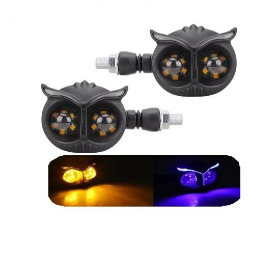 Motorcycle turn signal spotlight, motorcycle 12V electric turn signal, LED turn signal 2 owl turn signals/blue y