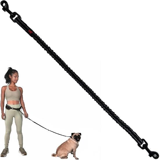 Tuff Pupper Heavy Duty Hands Free Dog Leash | One Large Dog Up to 125 lbs | Comfortable Shock Absorbing Bungee | Reflective Padded Handles | Lumbar Xcessory - Small Dog (Add
