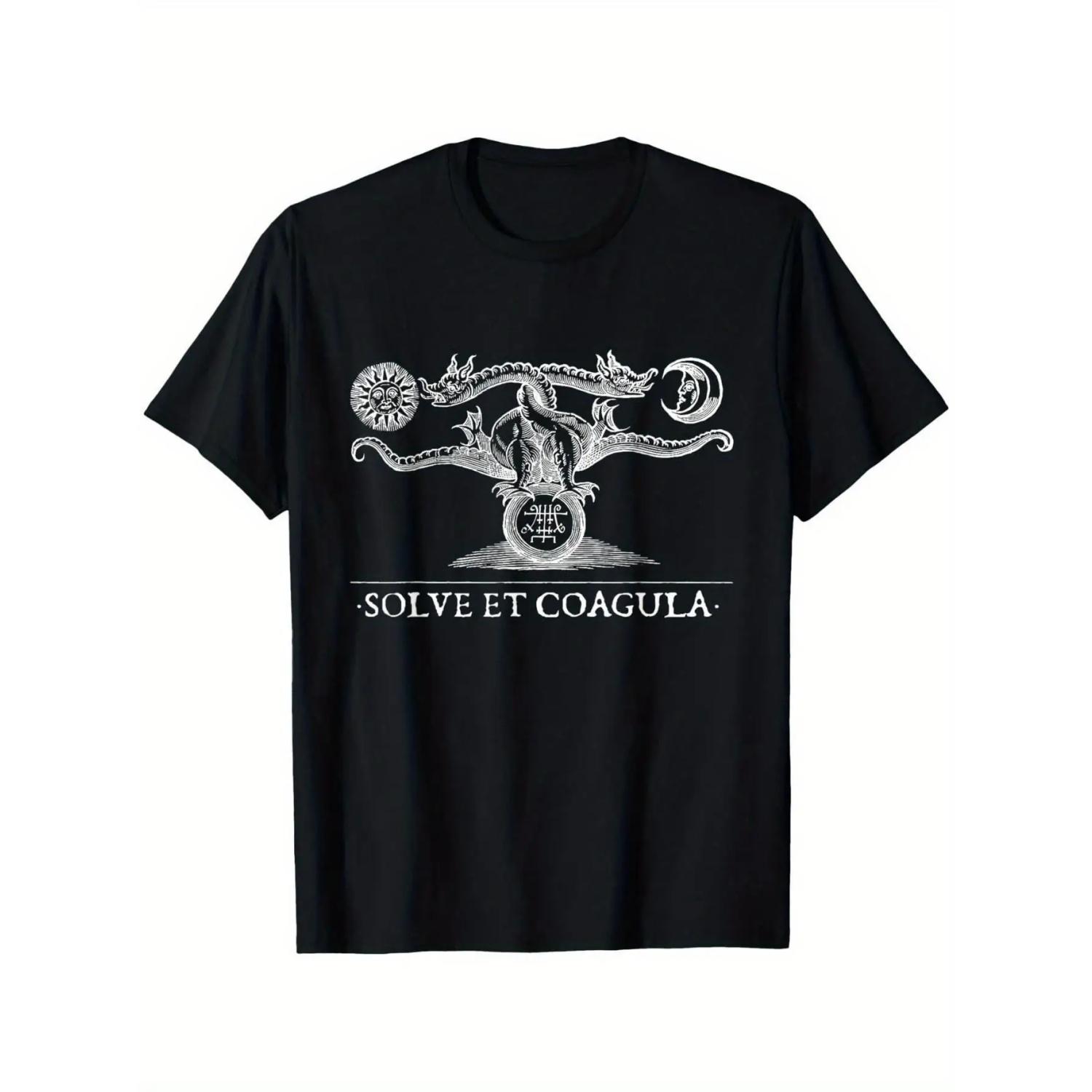 

Dissolution and Solidification Alchemy Mystery Theme T-shirt - Medieval Celtic Dragon Pattern T-shirt Street Fashion T-shirt S чёрный