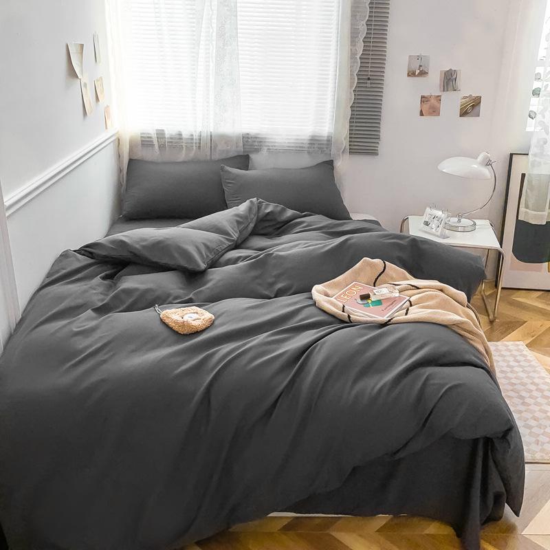 Solid Color Cotton Four-piece Set Brushed Bed Sheet Covers Three Sets