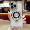 For iPhone 15 Pro Max Luxury Plating Frame Magsafe Magnetic Stand Phone Case For iPhone 11 12 13 14 16Plus Lens Protective Cover