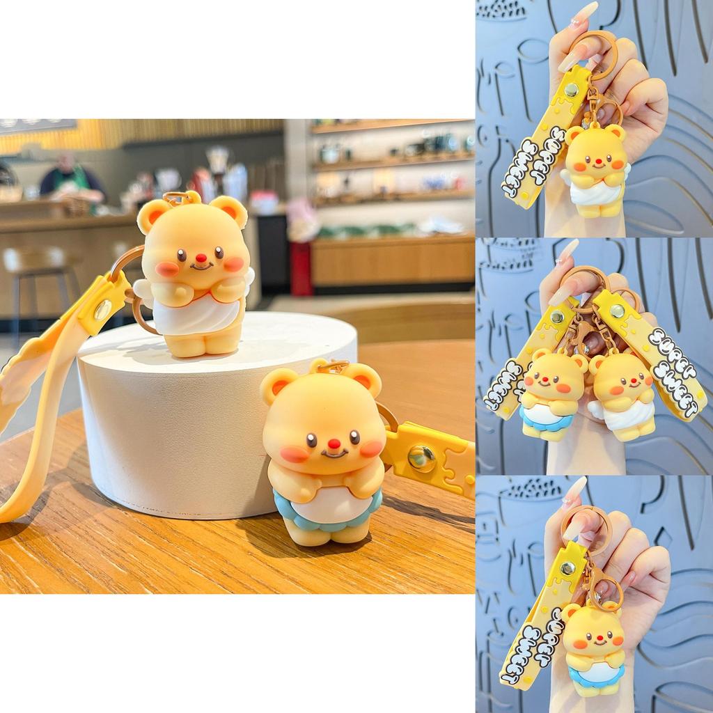 Cute Cartoon Angel And Apron Butter Bear Doll Pendant Keychain For Party Decorations And Travel Souvenirs