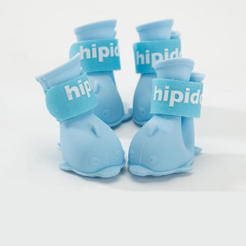 Pet Boots Cute Cartoon Waterproof Silicone Dog Rain Shoes with Hook and Loop for Pomeranian Bichon