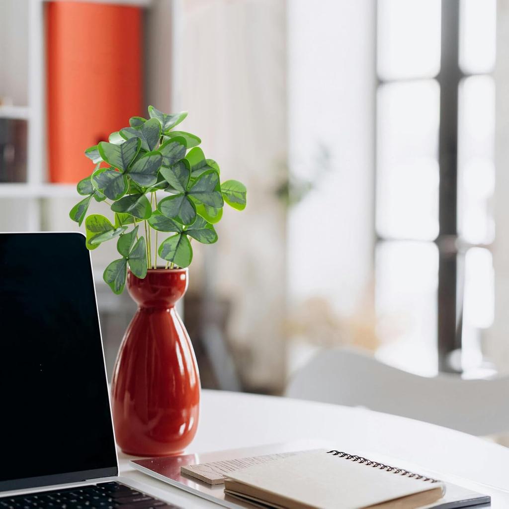 IMIKEYA Artificial Shamrock Clovers Plants Simulated Green Plants - St Patricks Day Lifelike Greenery Bouquets Floral Stems Bonsai for Irish Party