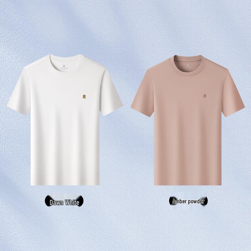 MONTAGUT Men s 2-Pack Mercerized Cotton Round Neck Short Sleeve T-Shirt 4XL