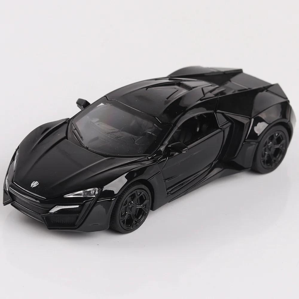 

1:32 Scale Lykan Mode Toy Sports Cars Alloy Diecast Sound Light 4 Doors Opened Sound Light Pull Back Supercar Models Child Gifts чёрный