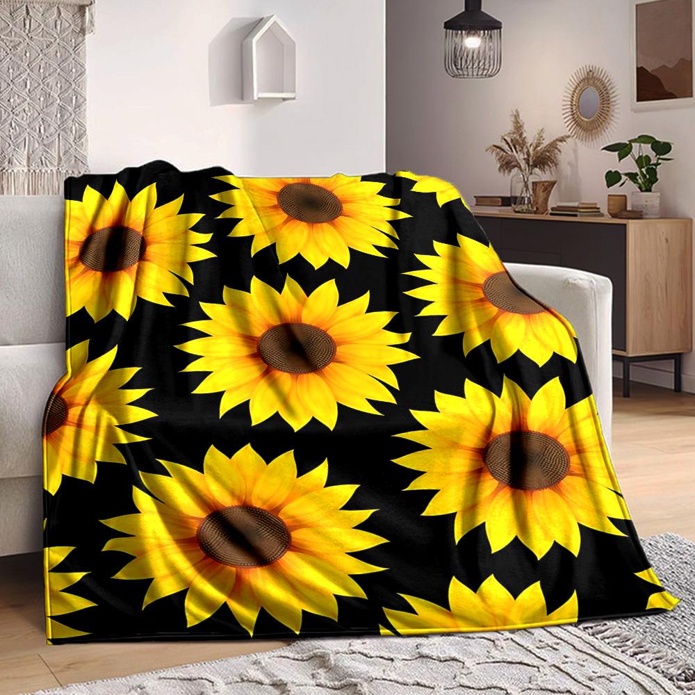 

1pc Sunflower Pattern Blanket Warm, Cozy, And Soft, Suitable for Sofas, Beds, Cars, And Office Use.Perfect for Camping And Travel, Making It a Great G 100x150cm