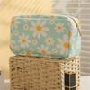 Trendy Large Capacity Corduroy Makeup Bag Travel Printed Toiletry Organizer Bag Makeup Brush Skincare Storage Bag for Women