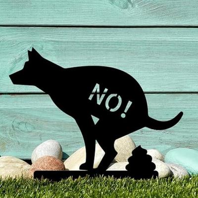No Poop No Pee Dog Sign - Durable Metal Yard Sign To Stop Dogs from Pooping In Yard, Weatherproof Outdoor Warning Sign
