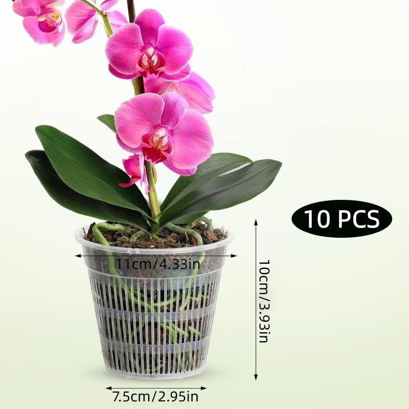 

10x Orchid Pots Clear Plastic Drainage Planters Container for Phalaenopsis Plant 10 pcs