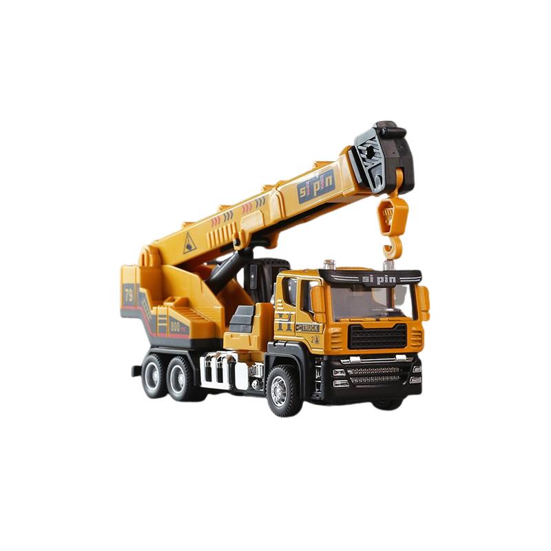 Excavator Blender Crane Car Toy Model Diecast Alloy Engineering Vehicle Rubber Tires Sound Light Pull Back Toys Kids Gifts