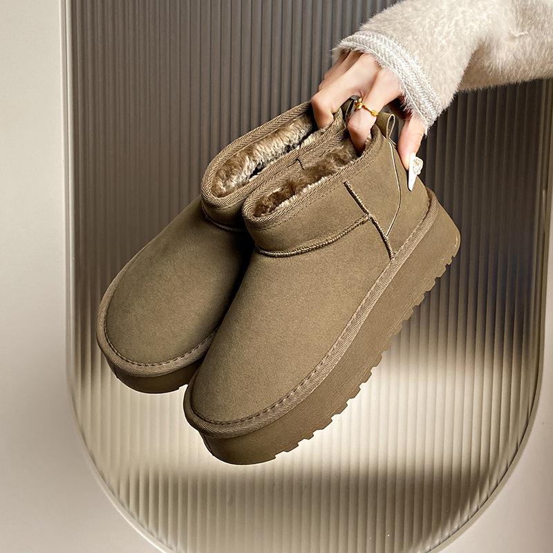 Fleece Middle Help Snow Boots Women's Winter New Student Is Commuting Warm Casual Platform Cotton Shoes G