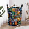 1pc Vintage Moroccan Tile Pattern Laundry Basket - Foldable Clothes Hamper with Sturdy Handles, Space-Saving Circular Storage Bin for Bathroom, Bedroo