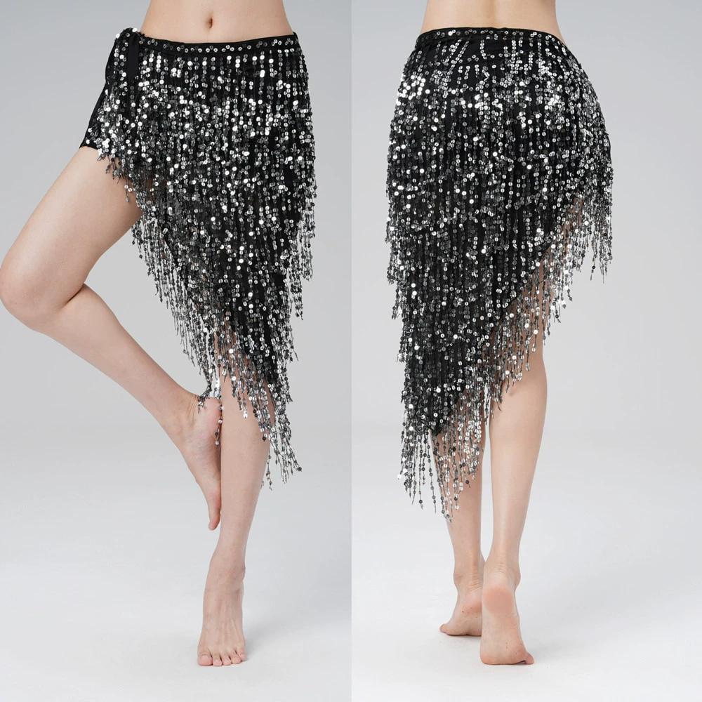 Belly Dance Practice Outfit, Waist Chain, Hip Scarf, Wrapped Skirt, Sequins, Tassel, Ximi Heavy Industry, Inspiring Performance Outfit, Waist Scarf