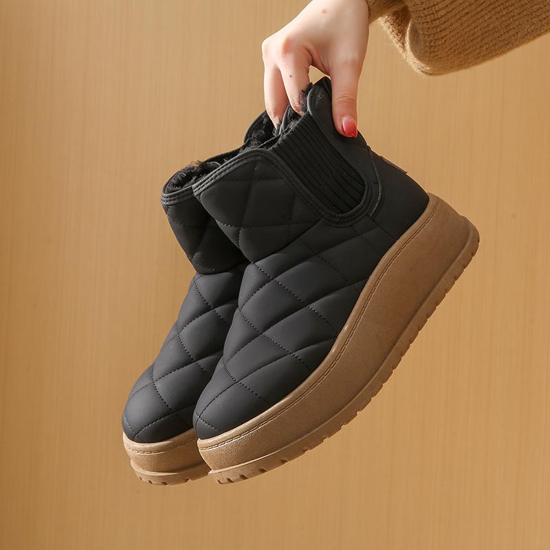 Fleece high-top socks boots women's 2025 winter new student ins trend Korean version of thermal casual cotton shoes K2903