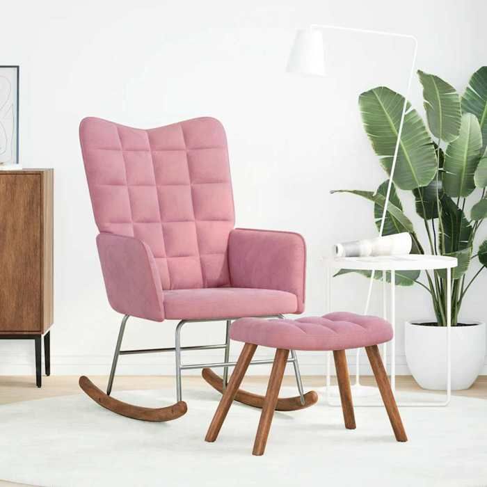VidaXL Chaise à bascule avec repose-pied rose velours, fauteuil à bascule, chaise longue, siège de salon, chaise, chaise de 4016847