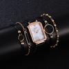 (Armband inklusive) Damenuhr mit quadratischem Zifferblatt und Lederarmband