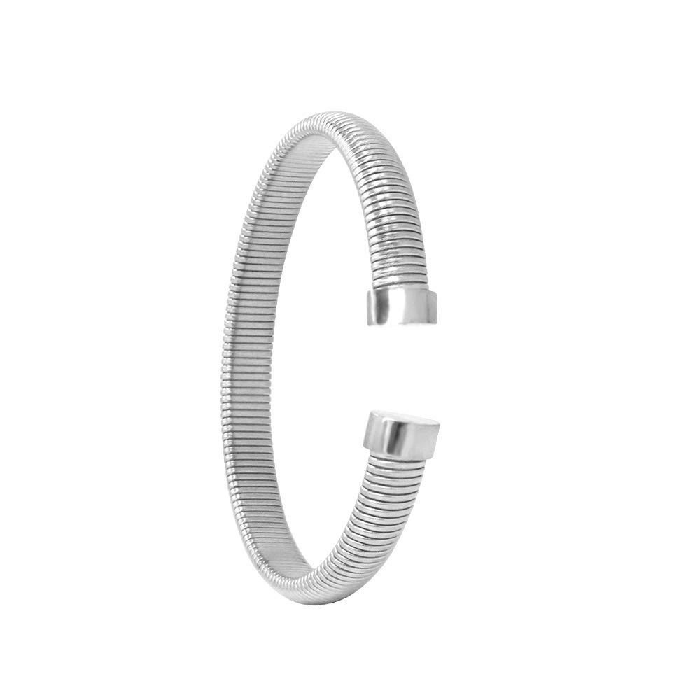 New Fashion C-Shaped Titanium Steel Open Bangle: Simple 18K Gold Design Bracelet for Women