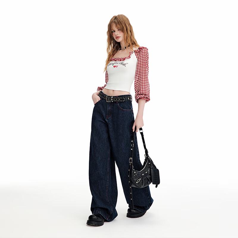 unifree Vintage Washed Loose Wide-Leg Jeans
