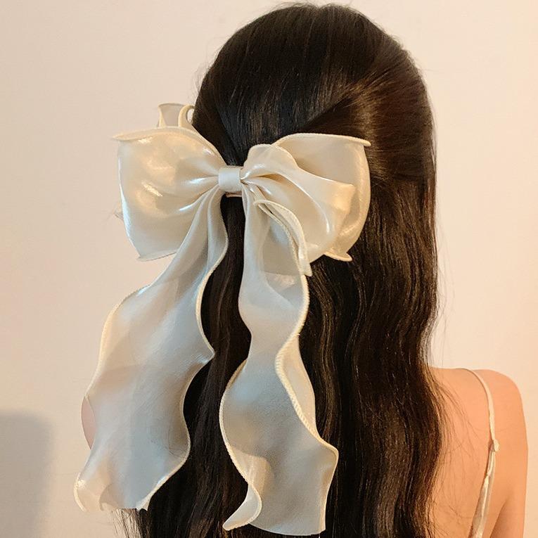 

Шифоновая весенняя заколка для волос «Супер Фея» с большим бантом, заколка для волос «конский хвост», женские новые аксессуары для волос с облачной головой и цветком