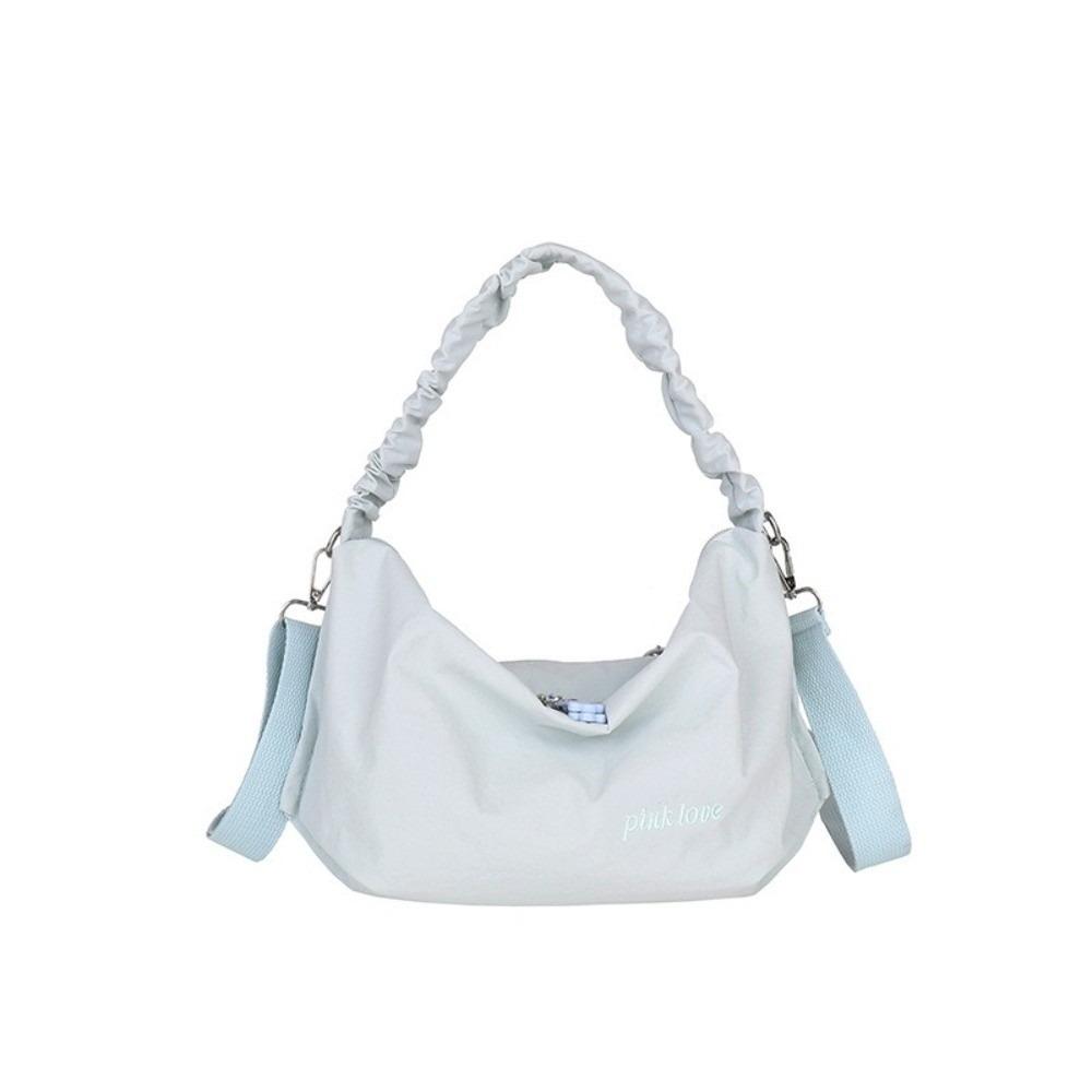 

Solid Color Nylon Crossbody Bag Leisure Women s Handbags Ins Style Pleated Shoulder Bag Teenagers