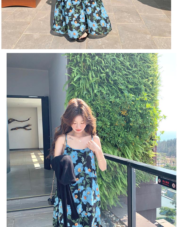 French Blue Floral Strappy Maxi Dress - Summer 2026 Women's Unique Design