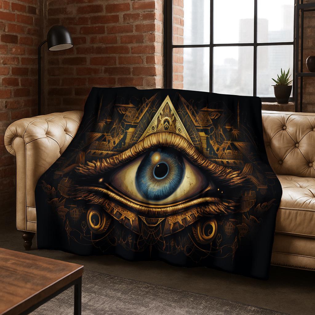 Freemasonry The Eye of the Demon Flannel Blanket Soft Warm Blanket for Bedroom Living Room Bed Travel Camping Picnic Gift