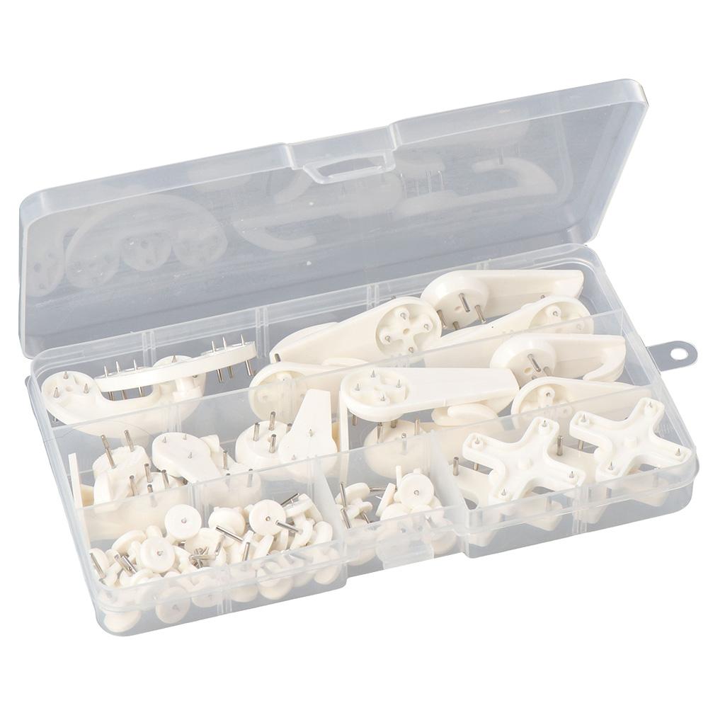 61 Pcs Plastic Wall Hooks  Nail Hangers No Damage Picture Frame Hanging Hook  Concrete Wall