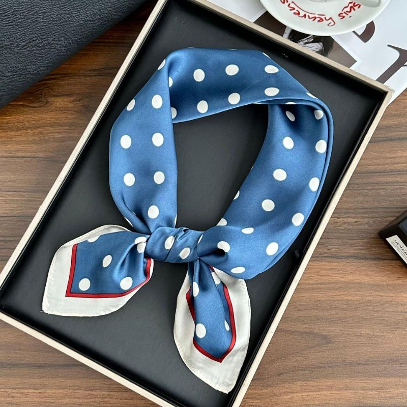 Polka Dot Silk Scarf Square Scarf High-end New Versatile Decorative Scarf Scarf Scarf Neck Cashew Flower Scarf Shawl Can Be Used As a Tube Top