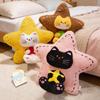 Cartoon Cat Pentagram Plush Pillow - Cute Bed Cushion & Lumbar Support for Girls