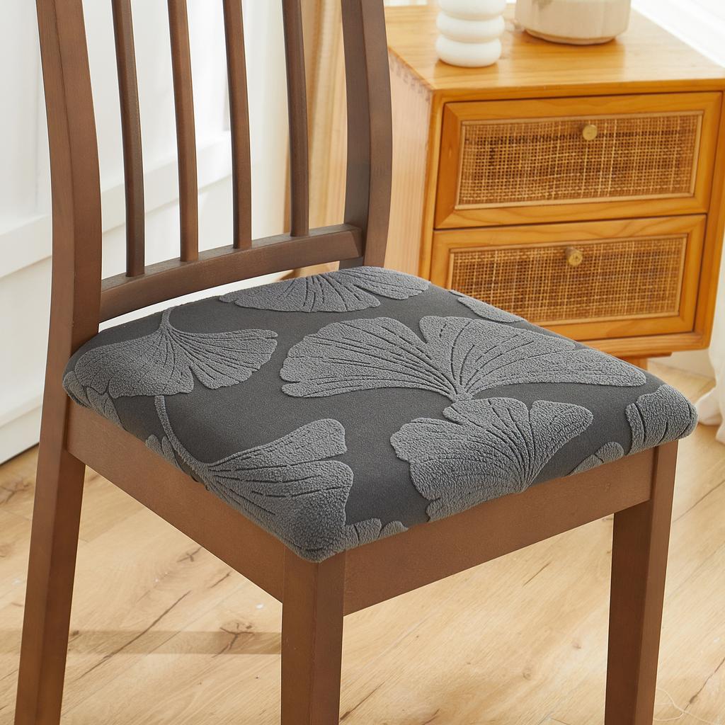 1/2/4pcs Solid Color Jacquard Elastic Chair Cushion Cover Stool Cover Protect Furniture Chair Cover for Living Room Home Decor