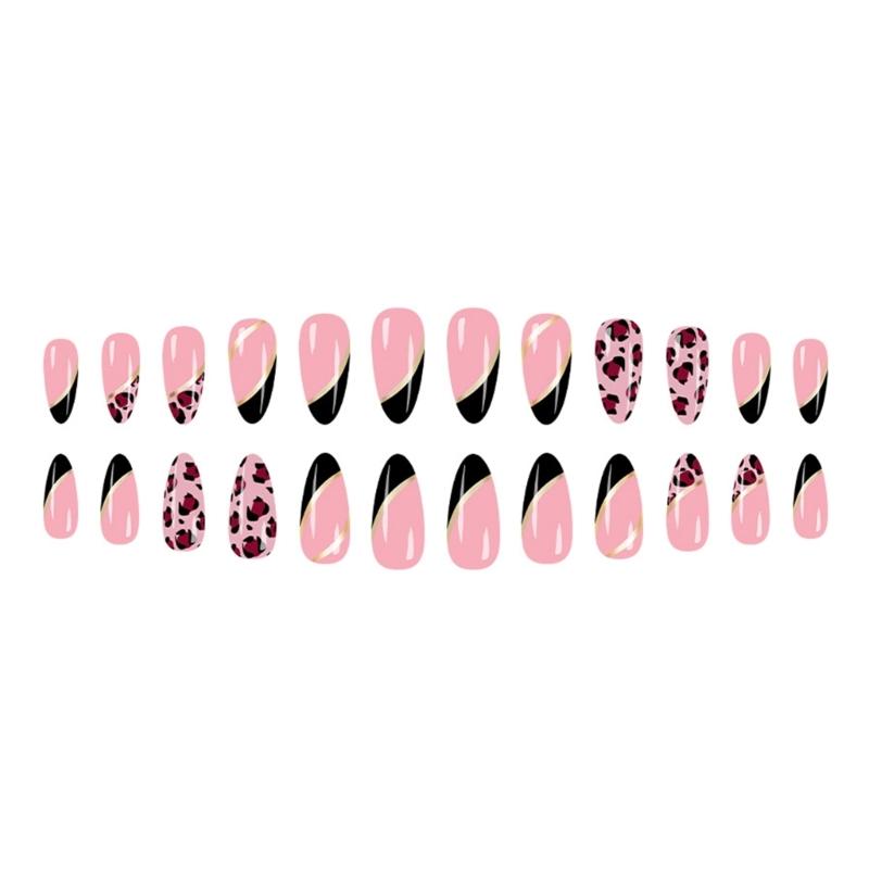 Quick Stick Ongles Faux Ongles Imprimé Léopard Réutilisables Ongles Artificiels Press-On Ongles Multiples Tailles Faciles à Porter Non Toxiques