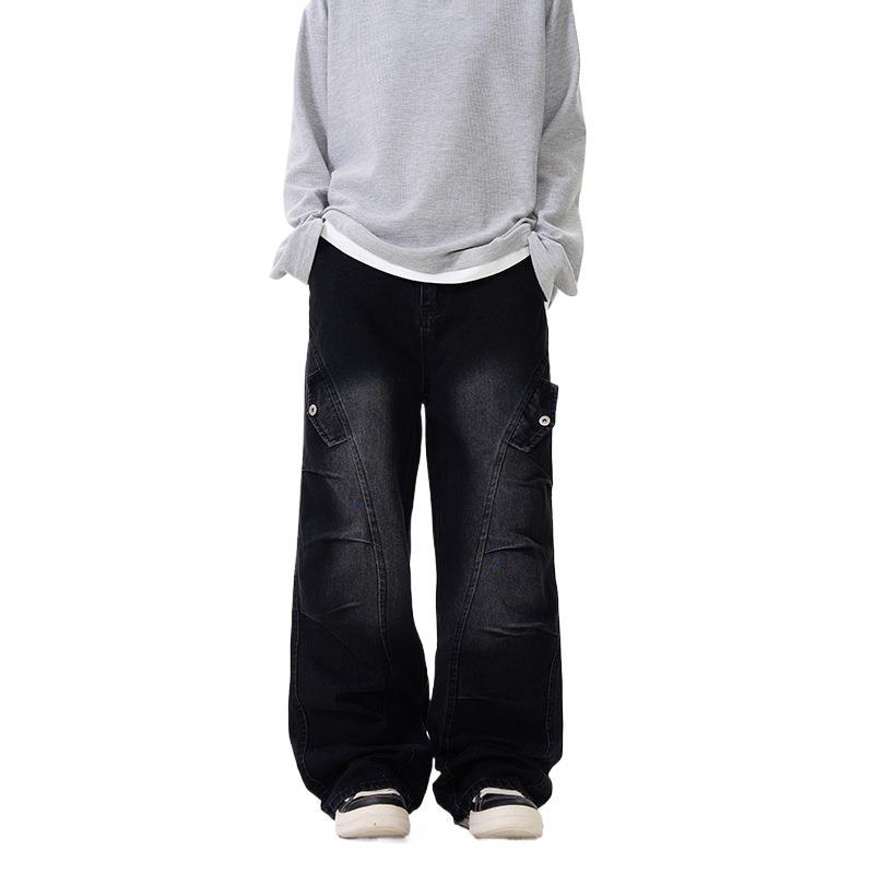 Wide-leg Jeans Men's Design Loose Straight Retro Paratrooper Pants