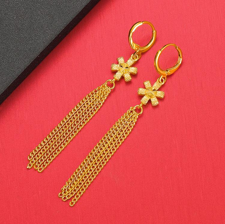 Серьги-кисточки в корейском стиле с золотым покрытием для женщин